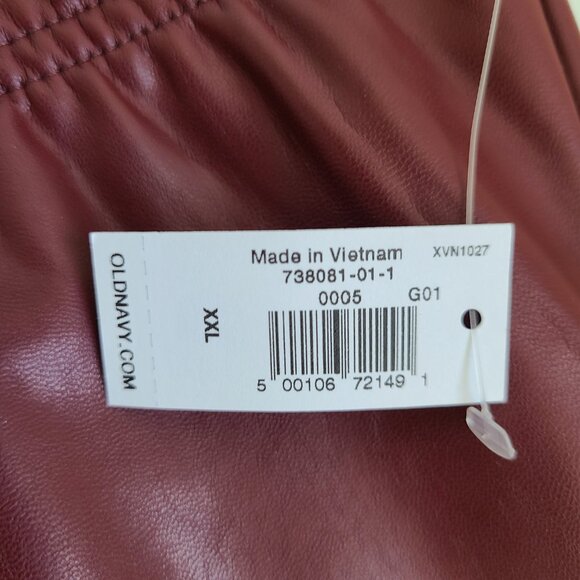 NWT Women's Old Navy Vegan Leather Leggings XXL Burgundy Skinny Pants Cosplay - Picture 5 of 9